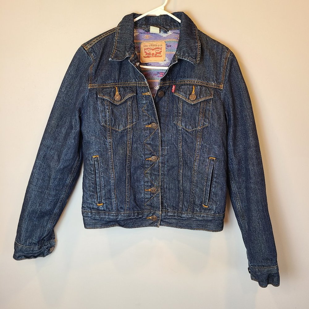Levis Jean Jacket Blanket Lined Southwestern Patt… - image 1